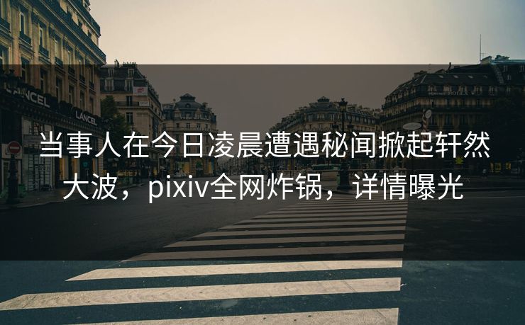 当事人在今日凌晨遭遇秘闻掀起轩然大波，pixiv全网炸锅，详情曝光