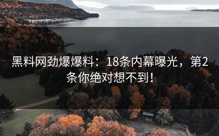 黑料网劲爆爆料：18条内幕曝光，第2条你绝对想不到！