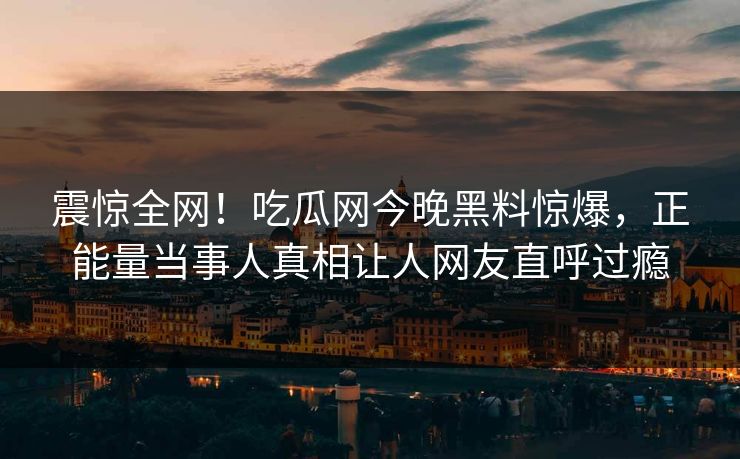 震惊全网！吃瓜网今晚黑料惊爆，正能量当事人真相让人网友直呼过瘾