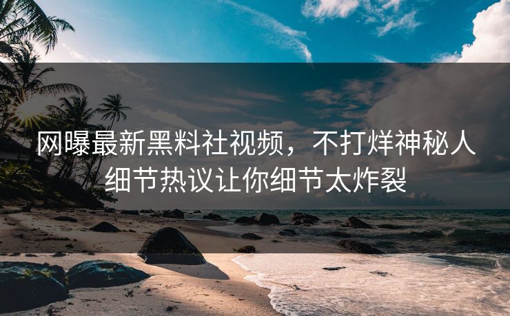 网曝最新黑料社视频，不打烊神秘人细节热议让你细节太炸裂