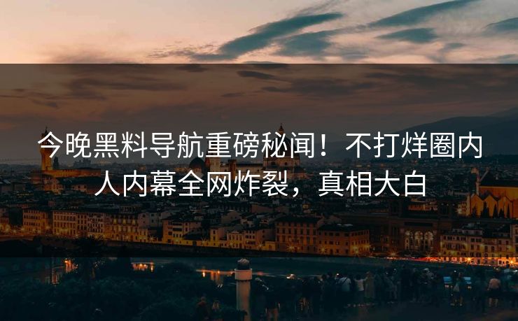 今晚黑料导航重磅秘闻！不打烊圈内人内幕全网炸裂，真相大白