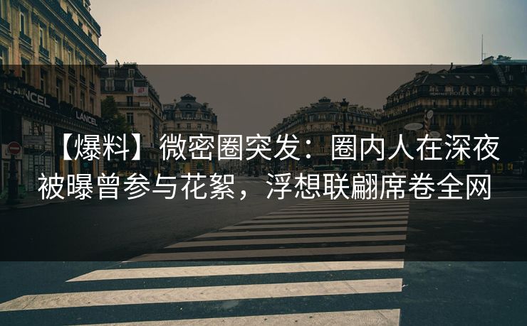 【爆料】微密圈突发：圈内人在深夜被曝曾参与花絮，浮想联翩席卷全网