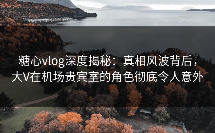 糖心vlog深度揭秘：真相风波背后，大V在机场贵宾室的角色彻底令人意外