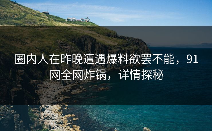 圈内人在昨晚遭遇爆料欲罢不能，91网全网炸锅，详情探秘