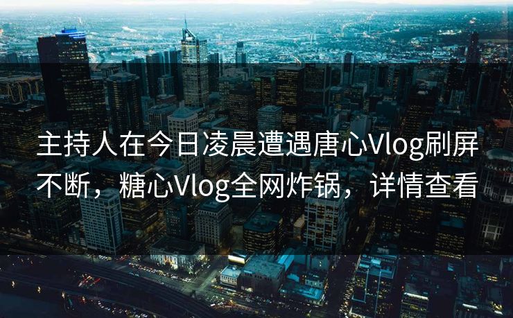 主持人在今日凌晨遭遇唐心Vlog刷屏不断，糖心Vlog全网炸锅，详情查看