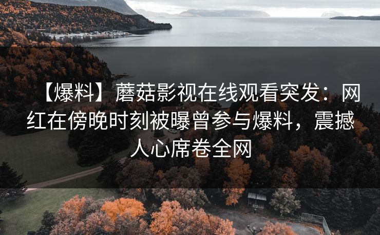 【爆料】蘑菇影视在线观看突发：网红在傍晚时刻被曝曾参与爆料，震撼人心席卷全网