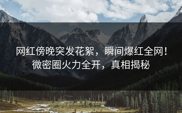 网红傍晚突发花絮，瞬间爆红全网！微密圈火力全开，真相揭秘