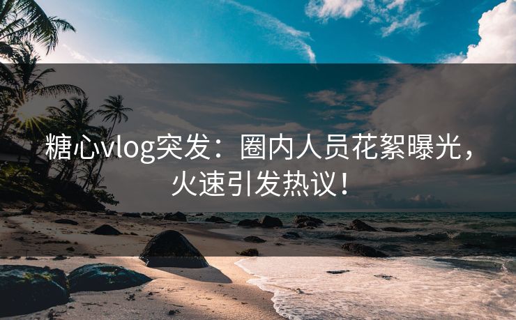 糖心vlog突发：圈内人员花絮曝光，火速引发热议！