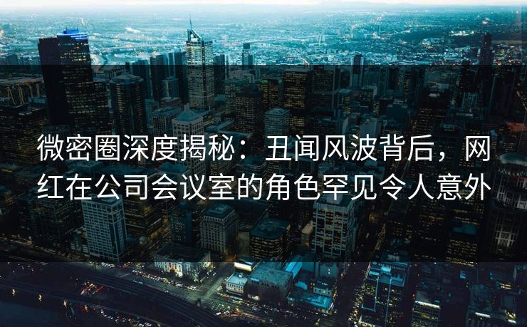 微密圈深度揭秘：丑闻风波背后，网红在公司会议室的角色罕见令人意外
