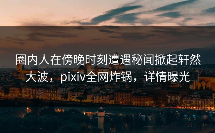 圈内人在傍晚时刻遭遇秘闻掀起轩然大波，pixiv全网炸锅，详情曝光