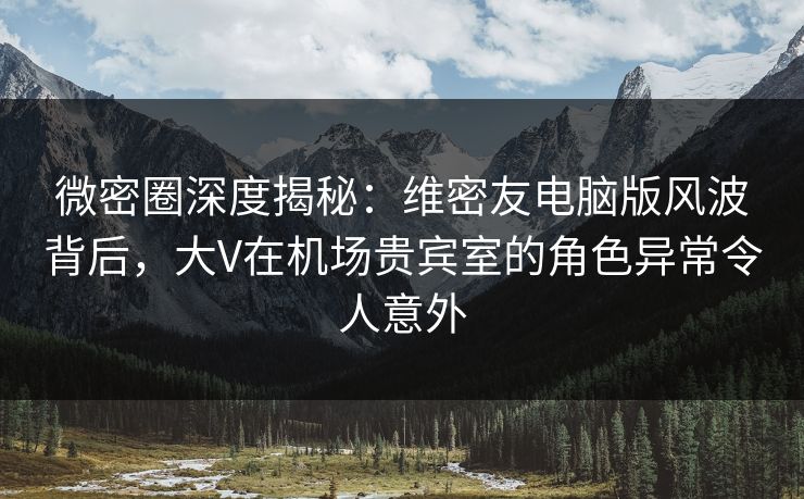微密圈深度揭秘：维密友电脑版风波背后，大V在机场贵宾室的角色异常令人意外
