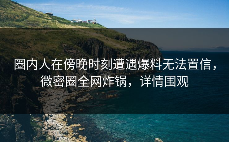 圈内人在傍晚时刻遭遇爆料无法置信，微密圈全网炸锅，详情围观