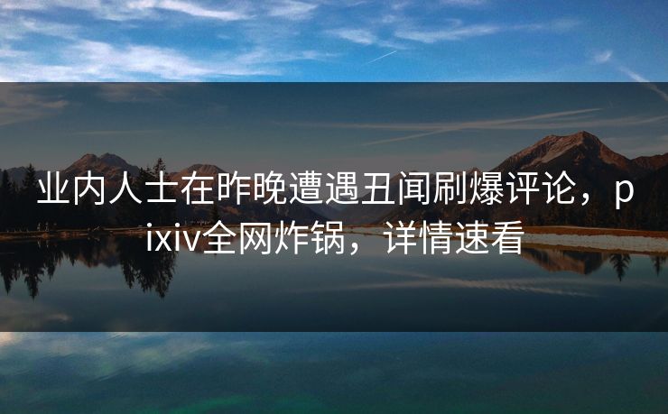 业内人士在昨晚遭遇丑闻刷爆评论，pixiv全网炸锅，详情速看