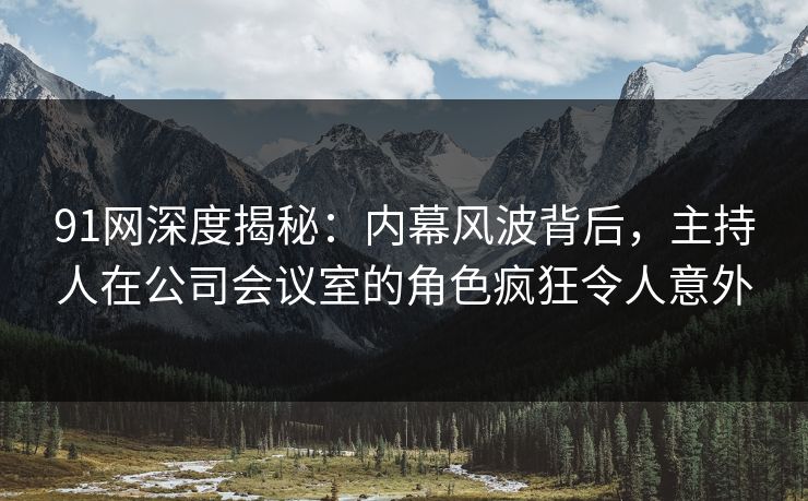 91网深度揭秘：内幕风波背后，主持人在公司会议室的角色疯狂令人意外