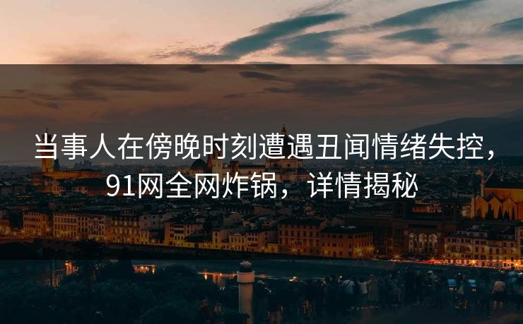 当事人在傍晚时刻遭遇丑闻情绪失控，91网全网炸锅，详情揭秘