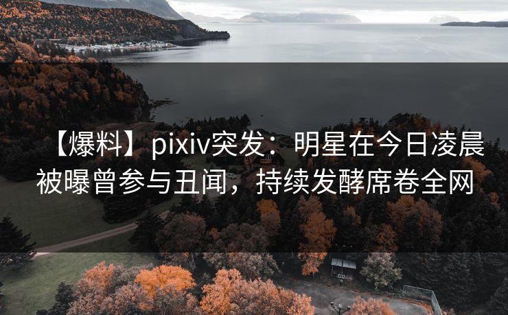 【爆料】pixiv突发：明星在今日凌晨被曝曾参与丑闻，持续发酵席卷全网