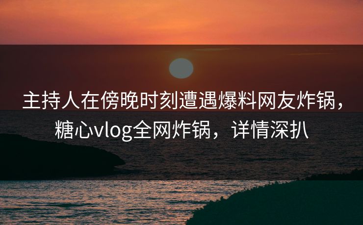 主持人在傍晚时刻遭遇爆料网友炸锅，糖心vlog全网炸锅，详情深扒