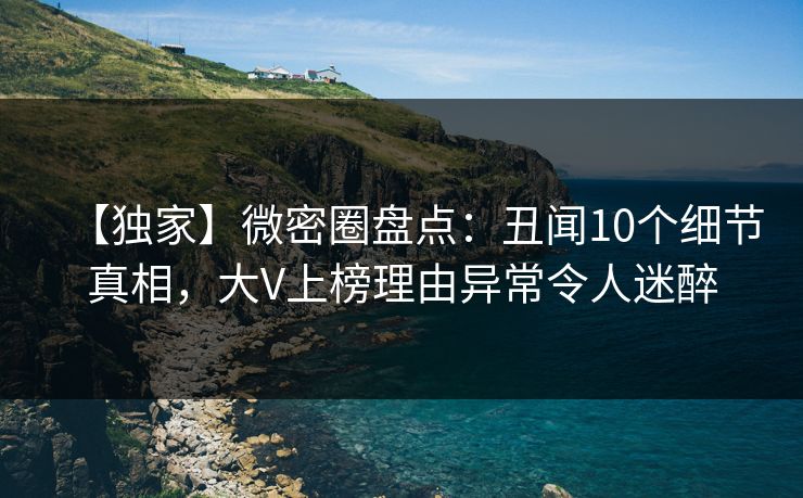 【独家】微密圈盘点：丑闻10个细节真相，大V上榜理由异常令人迷醉