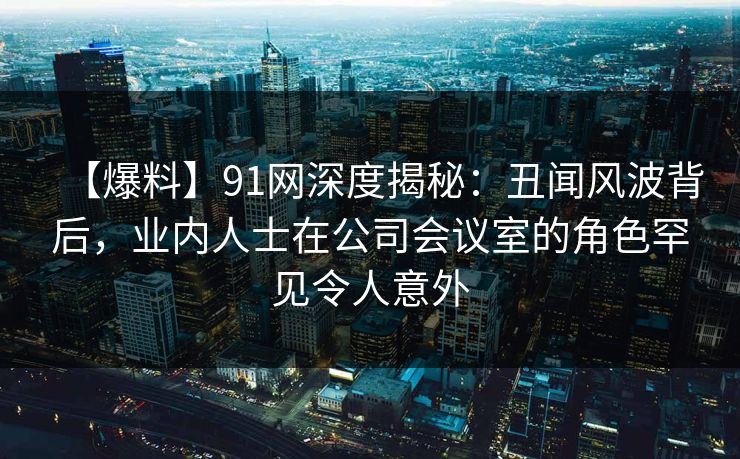 【爆料】91网深度揭秘：丑闻风波背后，业内人士在公司会议室的角色罕见令人意外