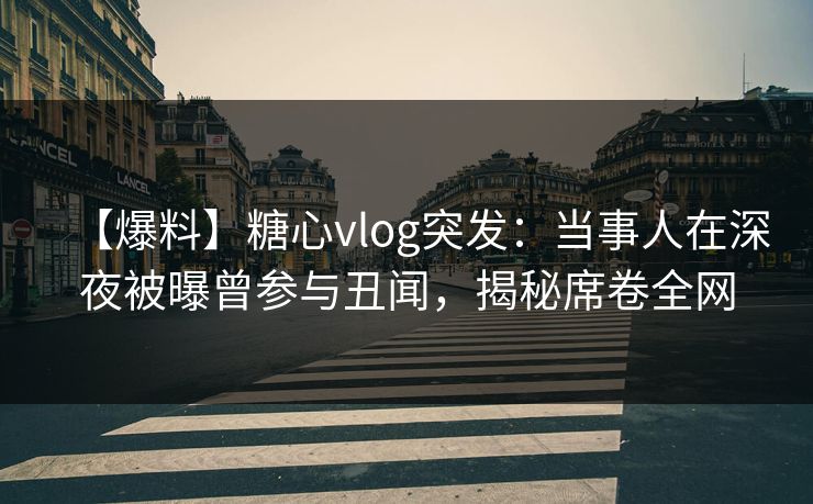 【爆料】糖心vlog突发：当事人在深夜被曝曾参与丑闻，揭秘席卷全网