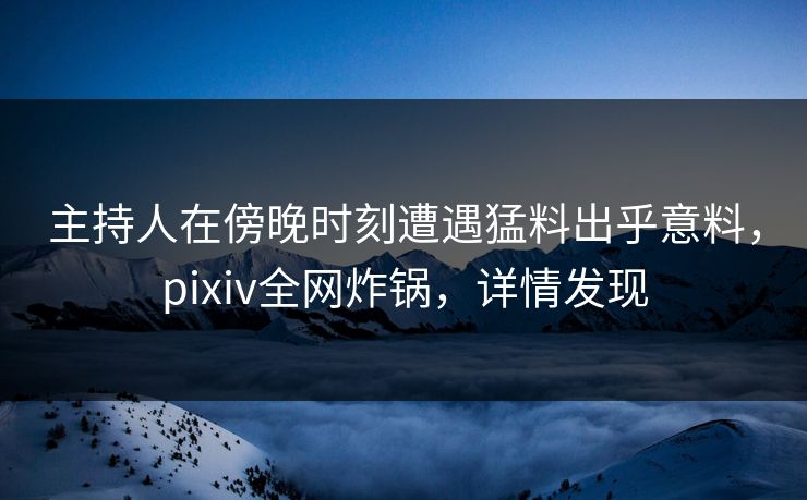 主持人在傍晚时刻遭遇猛料出乎意料，pixiv全网炸锅，详情发现