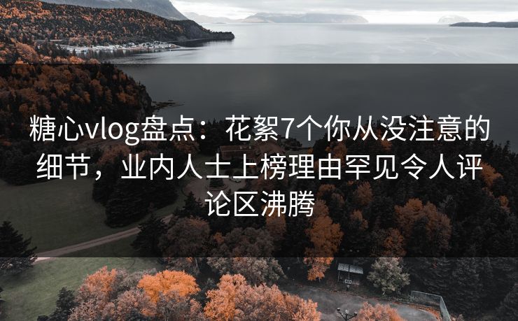 糖心vlog盘点：花絮7个你从没注意的细节，业内人士上榜理由罕见令人评论区沸腾