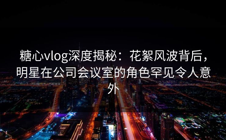 糖心vlog深度揭秘：花絮风波背后，明星在公司会议室的角色罕见令人意外